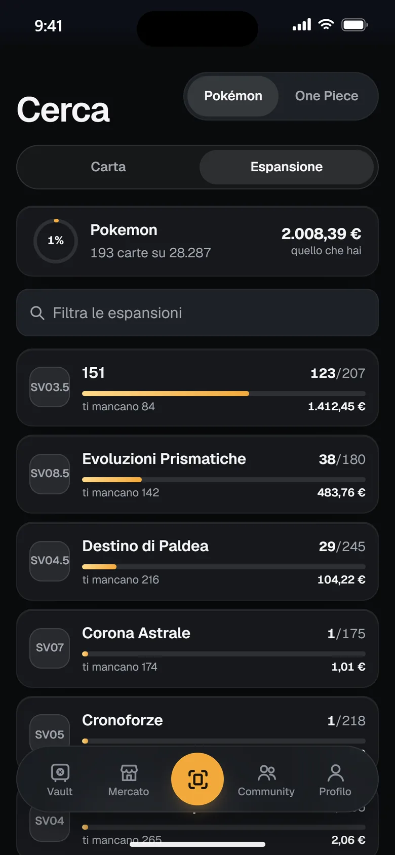 Le espansioni con il completamento e il valore